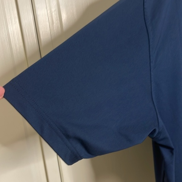 FJ Mens Solid Lisle Performance Golf Shirt Navy Polo Short Sleeve Size Medium - Picture 7 of 9